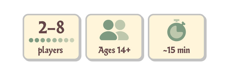 Kings & Peasants game details – 2–8 players, ages 14+, 15–25 minute playtime