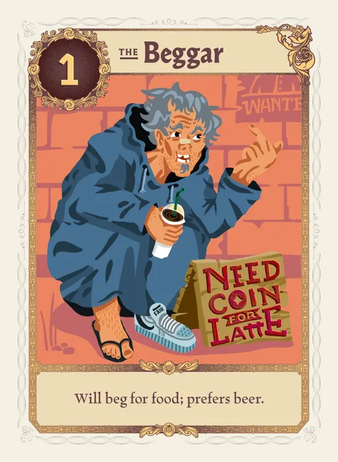 The Beggar card, rank 1